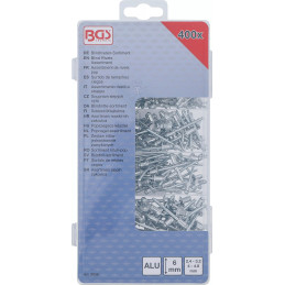 Assortiment de rivets pop | aluminium | 2,4 - 4,8 mm | 400 pièces