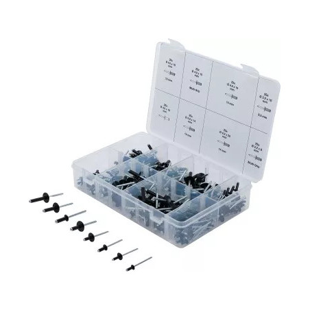 Assortiment de rivets pop | aluminium | 3,2 - 4,8 mm | 200 pièces