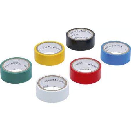 Bandes adhésives multicolore | 19 x 3,5 m | 6 pièces