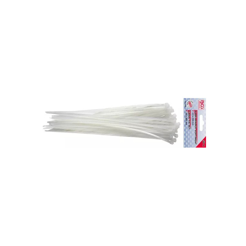 Assortiment de colliers plastique | blancs | 4,8 x 250 mm | 50 pièces Assortiment de colliers plastique | blancs | 4,8 x 250 mm | 50 pièces