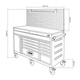 CHARIOT À OUTILS AVEC 11 TIROIRS ET PANNEAU PERFORÉ