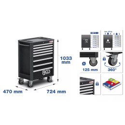 Servante d'atelier Profil Exclusive | 8 tiroirs | avec 259 outils