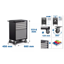 Servante d'atelier, "Profil Junior" | 4 tiroirs | avec 151 outils