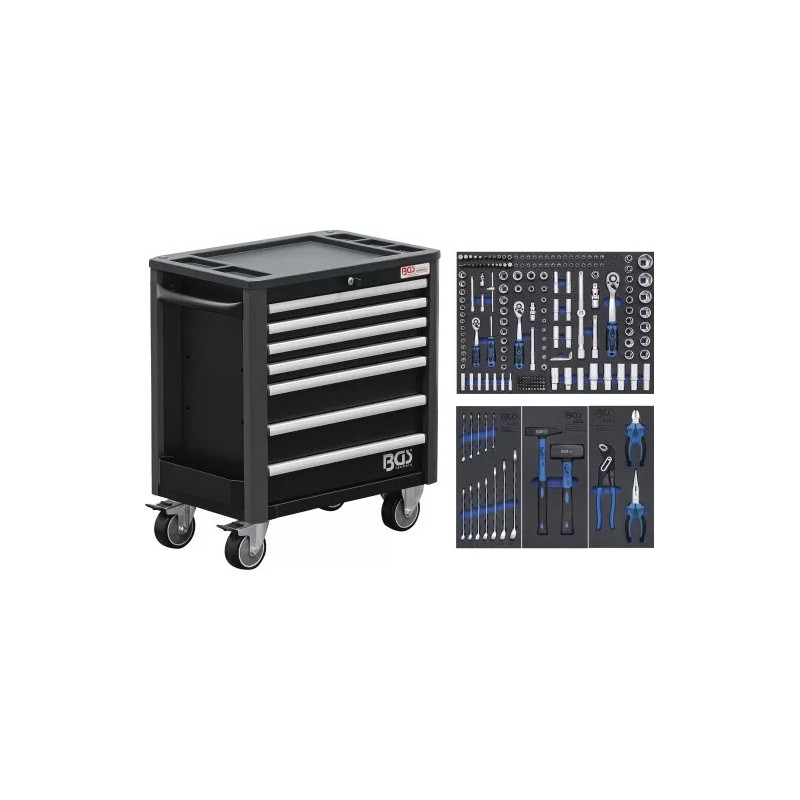 Servante d’atelier | 7 tiroirs | hauteur très réduite | avec 209 outils