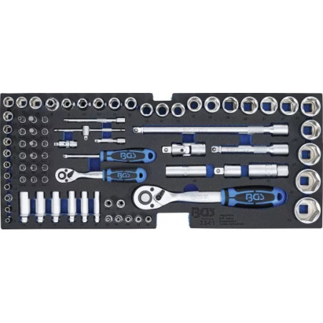 Insert pour art. 3312 : Jeu de douilles | 12,5 mm (1/2") + 6,3 mm (1/4") | 77 pièces