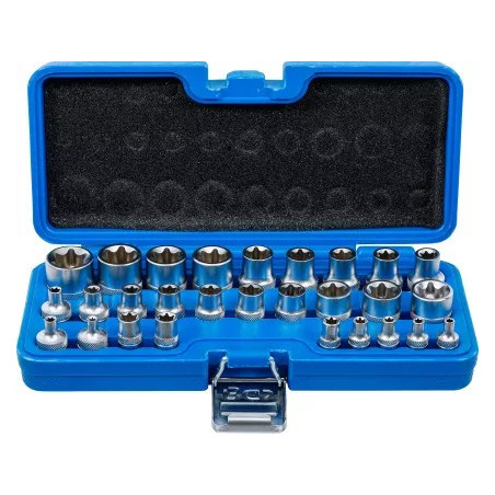 Jeu de douilles, profil E | 6,3 mm (1/4") / 12,5 mm (1/2") | E4 - E24 | 28 pièces