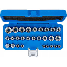 Jeu de douilles, profil E | 6,3 mm (1/4") / 12,5 mm (1/2") | E4 - E24 | 28 pièces