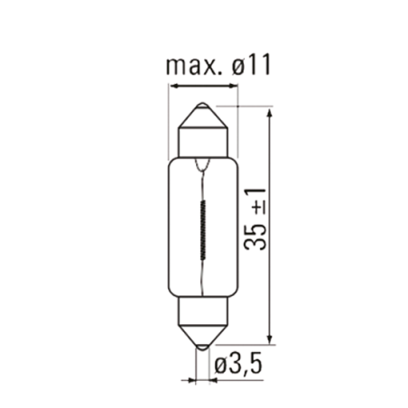 LAMPE OBN 12V 5W SV8,3 11X31 ( 10 PCS )