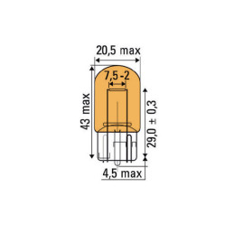 LAMPE OBN 21W 12V T20 AMBAR ( 10 PCS )