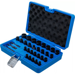 Jeu de douilles spiralées/extracteur de vis | 6,3 mm (1/4") / 10 mm (3/8") | métriques et pouces | 32 pièces