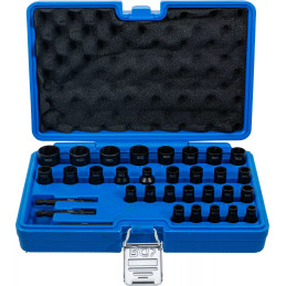 Jeu de douilles spiralées/extracteur de vis | 6,3 mm (1/4") / 10 mm (3/8") | métriques et pouces | 32 pièces