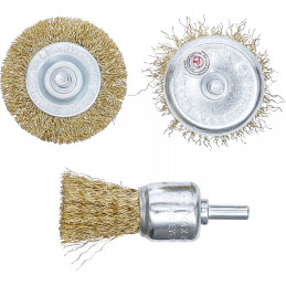 Jeu de brosses à fil d’acier | Ø 25 - 50 mm | 3 pièces