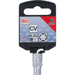 Douille pour clé, six pans | 6,3 mm (1/4") | 6 mm