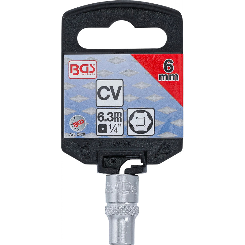 Douille pour clé, six pans | 6,3 mm (1/4") | 6 mm