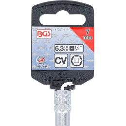 Douille pour clé, six pans | 6,3 mm (1/4") | 7 mm