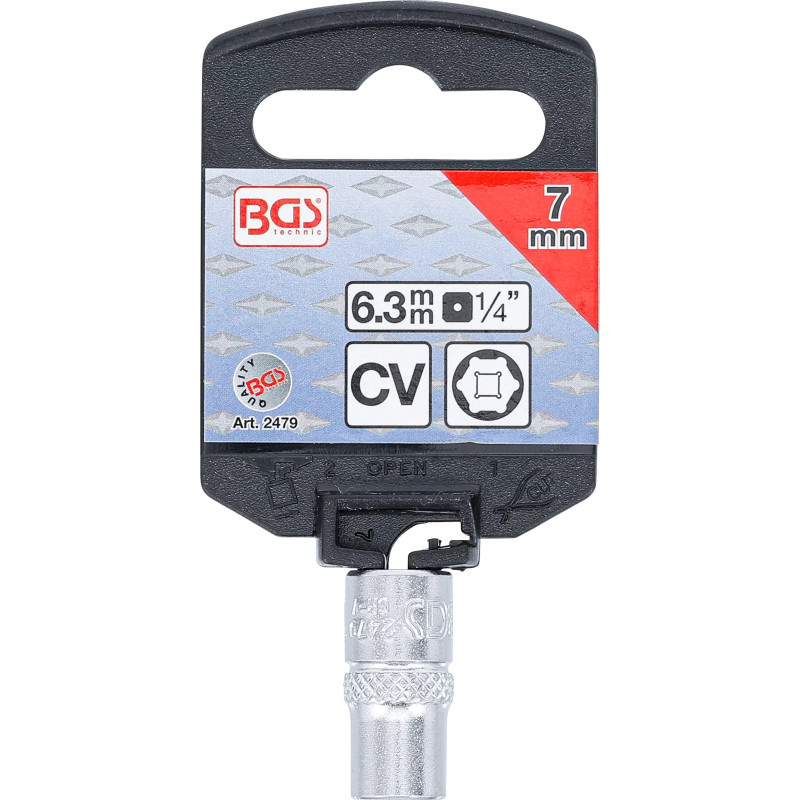 Douille pour clé, six pans | 6,3 mm (1/4") | 7 mm