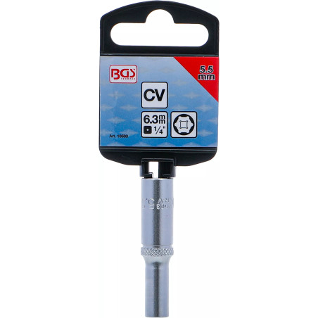 Douille pour clé, six pans, longue | 6,3 mm (1/4") | 5,5 mm