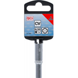 Douille pour clé, six pans, longue | 6,3 mm (1/4") | 6 mm