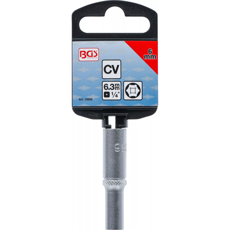 Douille pour clé, six pans, longue | 6,3 mm (1/4") | 6 mm