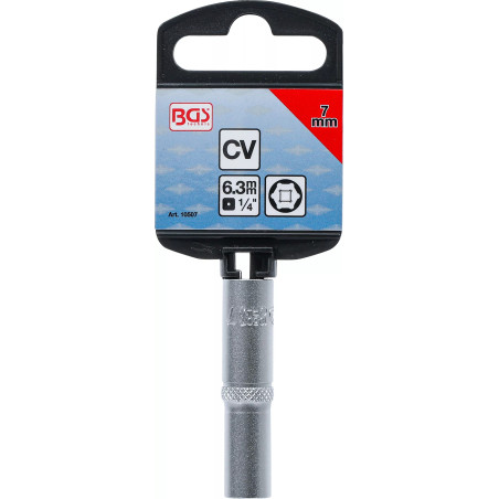 Douille pour clé, six pans, longue | 6,3 mm (1/4") | 7 mm