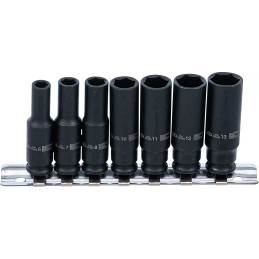 Jeu de douilles à choc, six pans, longues | 6,3 mm (1/4") | 6 - 13 mm | 7 pièces
