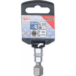 Douille à embouts | 6,3 mm (1/4") | six pans intérieurs 12 mm