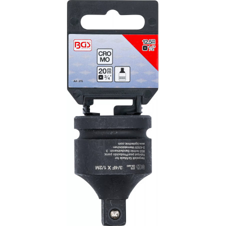 Adaptateur de clé à douille à choc | femelle 20 mm (3/4") - mâle 12,5 mm (1/2")