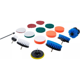 Jeu de disques de polissage et ponçage et d’embouts à brosse | pour perceuses | 16 pcs.
