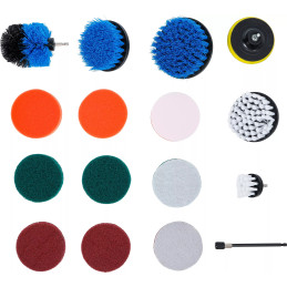 Jeu de disques de polissage et ponçage et d’embouts à brosse | pour perceuses | 16 pcs.