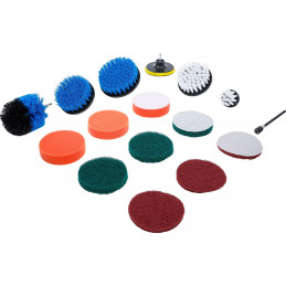 Jeu de disques de polissage et ponçage et d’embouts à brosse | pour perceuses | 16 pcs.