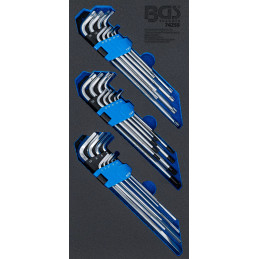 Jeu de clés allen | extra long | profil T (pour Torx), profil T (pour Torx) avec perçage, six pans intérieurs | 27 pièces