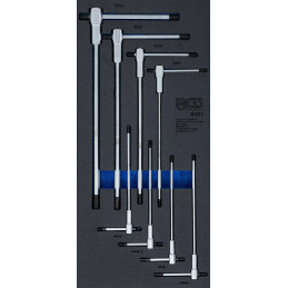 Insert de servante d’atelier 1/3 : Jeu de tournevis avec poignée en T coulissante | six pans femelle | 2 - 10 mm | 8 pcs.