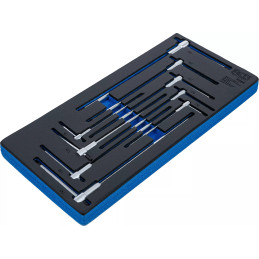 Insert de servante d’atelier 1/3 : Jeu de tournevis avec poignée en T coulissante | profil T (pour Torx) | T10 - T50 | 9 pcs.
