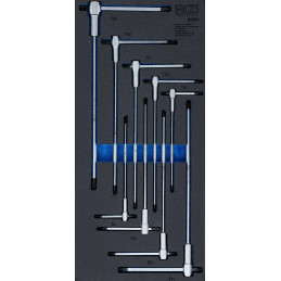 Insert de servante d’atelier 1/3 : Jeu de tournevis avec poignée en T coulissante | profil T (pour Torx) | T10 - T50 | 9 pcs.