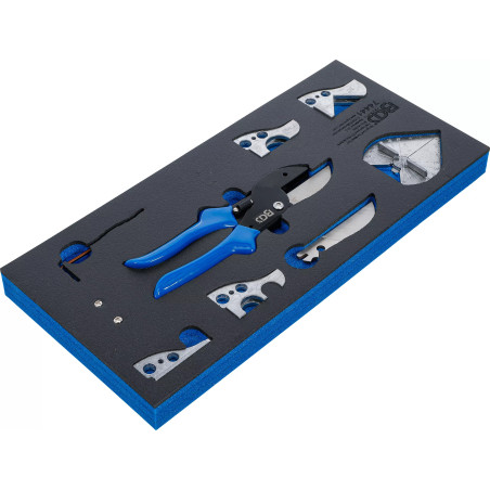 Insert de servante d’atelier 1/3 : jeu de ciseaux multifonctions / à onglet | pour tuyaux en matière plastique | 8 pièces