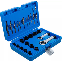 Douille à profil spiralé / jeu d'extracteur de vis et de casse-écrous | 26 pcs.