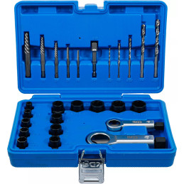 Douille à profil spiralé / jeu d'extracteur de vis et de casse-écrous | 26 pcs.