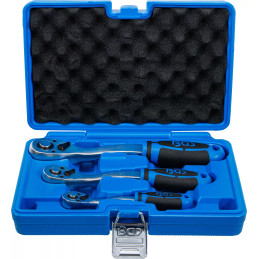 Jeu de cliquets | denture fine | 6,3 mm (1/4") - 10 mm (3/8") - 12,5 mm (1/2") | 3 pièces