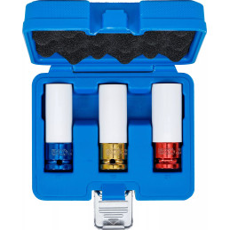 Jeu de douilles de puissance avec protection | 12,5 mm (1/2") | 17 / 19 / 21 mm | 3 pièces