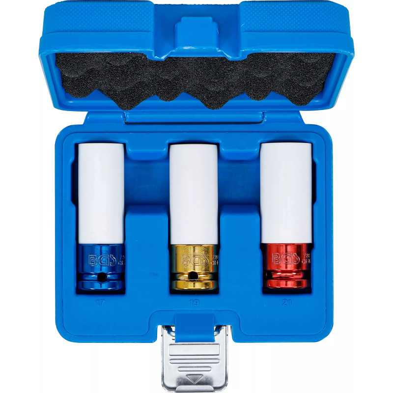 Jeu de douilles de puissance avec protection | 12,5 mm (1/2") | 17 / 19 / 21 mm | 3 pièces