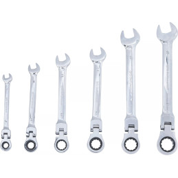 Jeu de clés mixtes à cliquet | têtes flexibles | 8 - 19 mm | 6 pièces