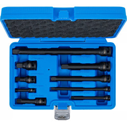 Jeu de rallonges à choc | 6,3 mm (1/4") / 10 mm (3/8") / 12,5 mm (1/2") | 9 pièces