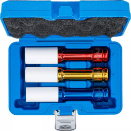 Jeu de douilles de puissance avec protection | 12,5 mm (1/2") | longueur 150 mm | 17 / 19 / 21 mm | 3 pièces