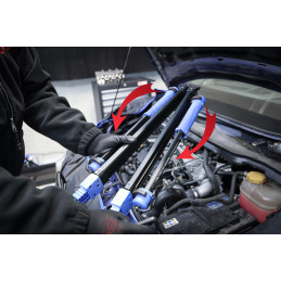 Lampe COB-LED pour capot moteur sur accu avec étrier extensible | 2 lampes de travail à COB-LED