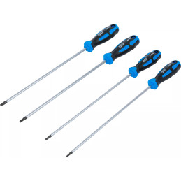 Jeu de tournevis | extra longues | Profil T (pour Torx) T15 - T30 | 4 pièces