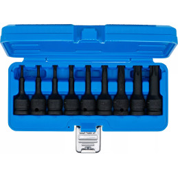 Jeu de douilles à embouts à choc | 12,5 mm (1/2") | Profil T (pour Torx) T20 - T70 | 9 pièces