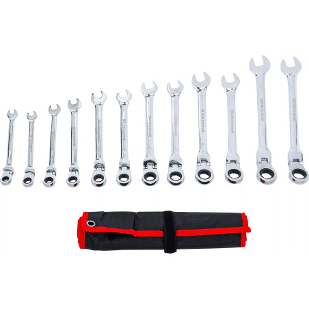 Jeu de clés mixtes à cliquet | têtes flexibles | 8 - 19 mm | 12 pièces