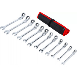 Jeu de clés mixtes à cliquet | têtes flexibles | 8 - 19 mm | 12 pièces