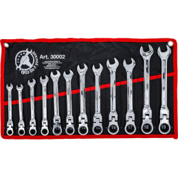 Jeu de clés mixtes à cliquet | têtes flexibles | 8 - 19 mm | 12 pièces