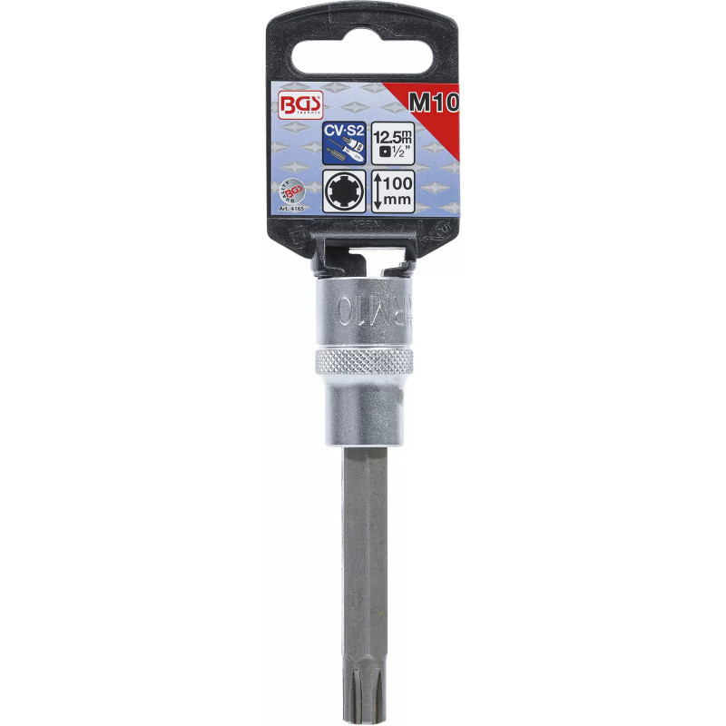 Douilles à embouts | longueur 100 mm | 12,5 mm (1/2") | profil cannelé (pour RIBE) M10